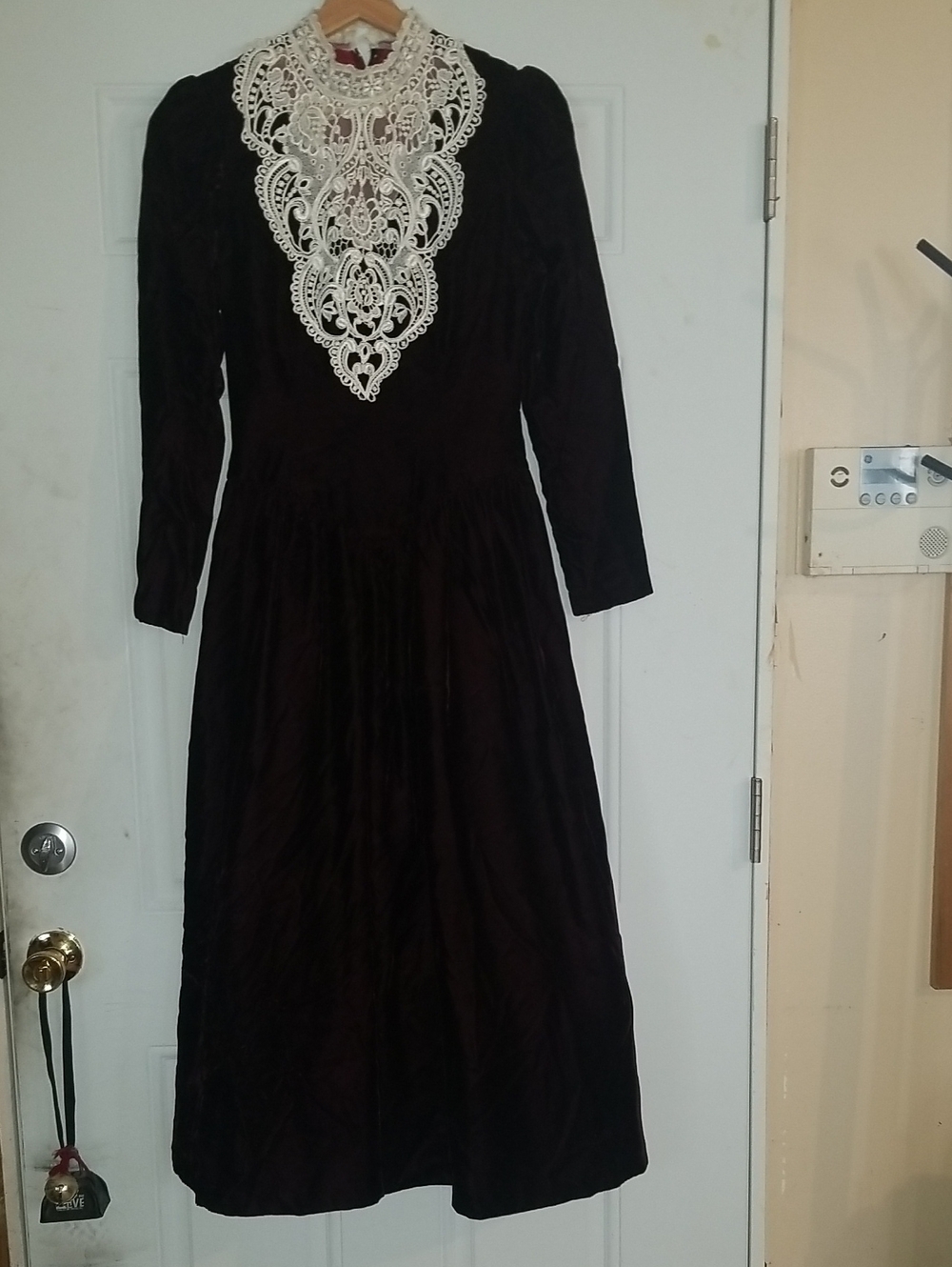 Jessica McClintock Black Dress with Ivory Lace Bib